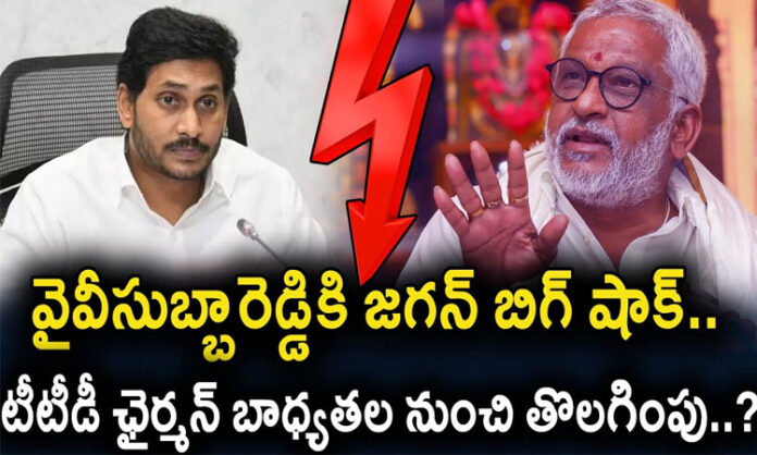 Jagan's big shock for YV Subbar Reddy .. Removal from TTD Chairman's duties..